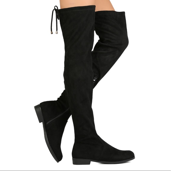 Black Flat thigh high over the knee boot - Picture 5 of 10